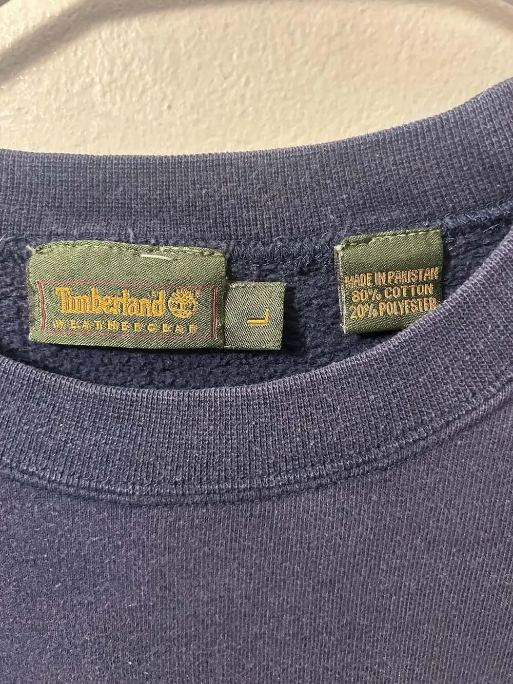 Vintage Timberland Weathergear Embroidered Logo Sweatshirt Navy Blue Size Large - Picture 2 of 3